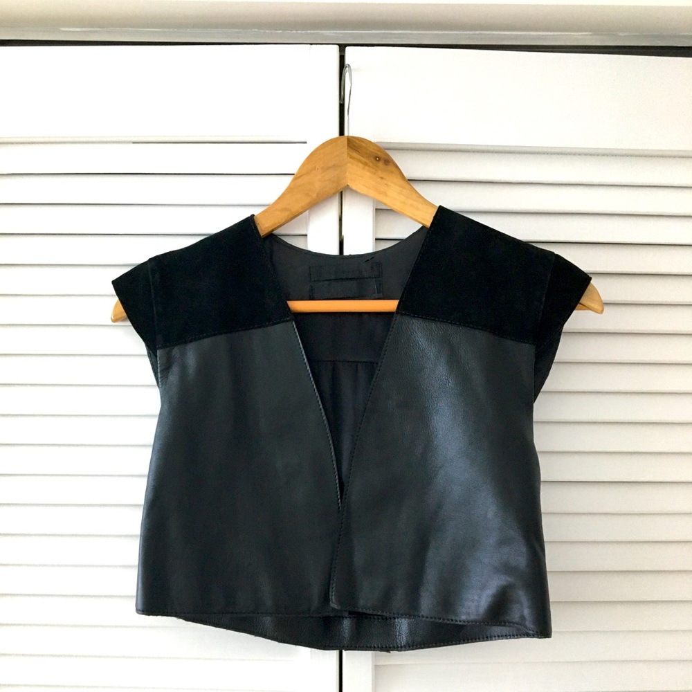 NWOT Black Mini Leather Vest